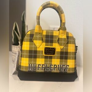 Loungefly Harry Potter Hufflepuff Patch Varsity Plaid Crossbody Bag